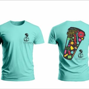 Camiseta Sopapo de Mulheres Coleção Glitch – Azul/Verde Mar